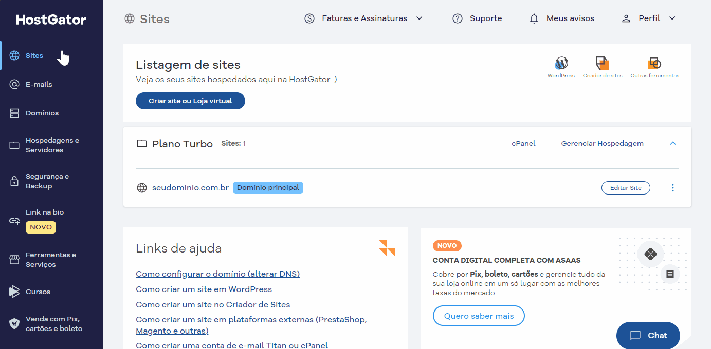 email portal do cliente hostgator