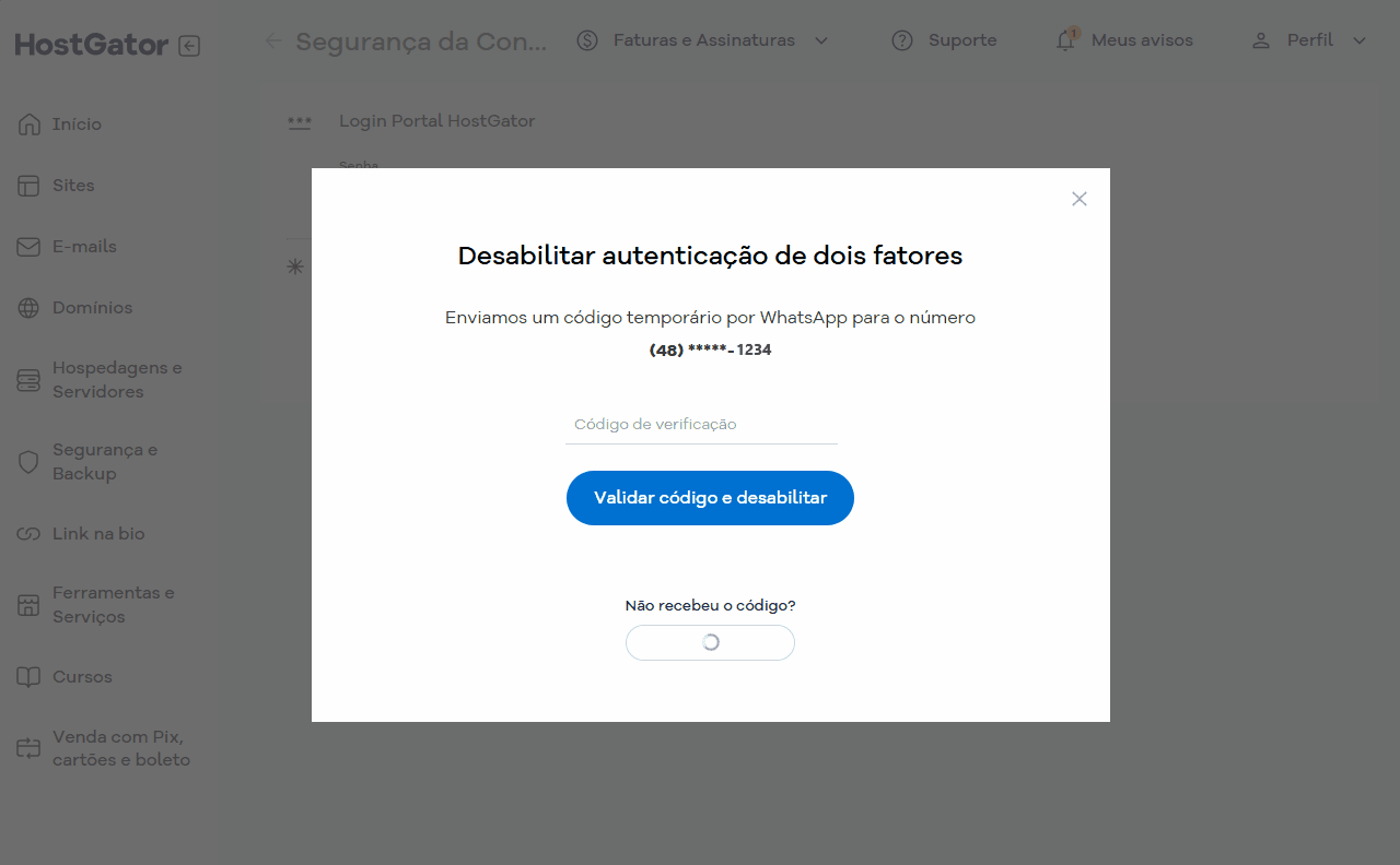 digitar codigo e validar .gif