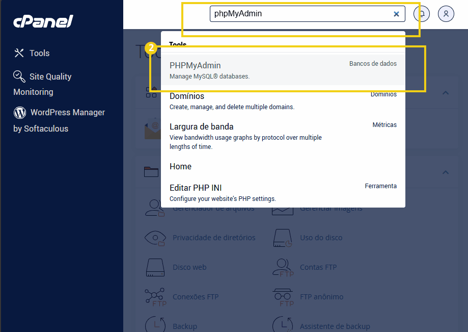 phpmyadmin cpanel