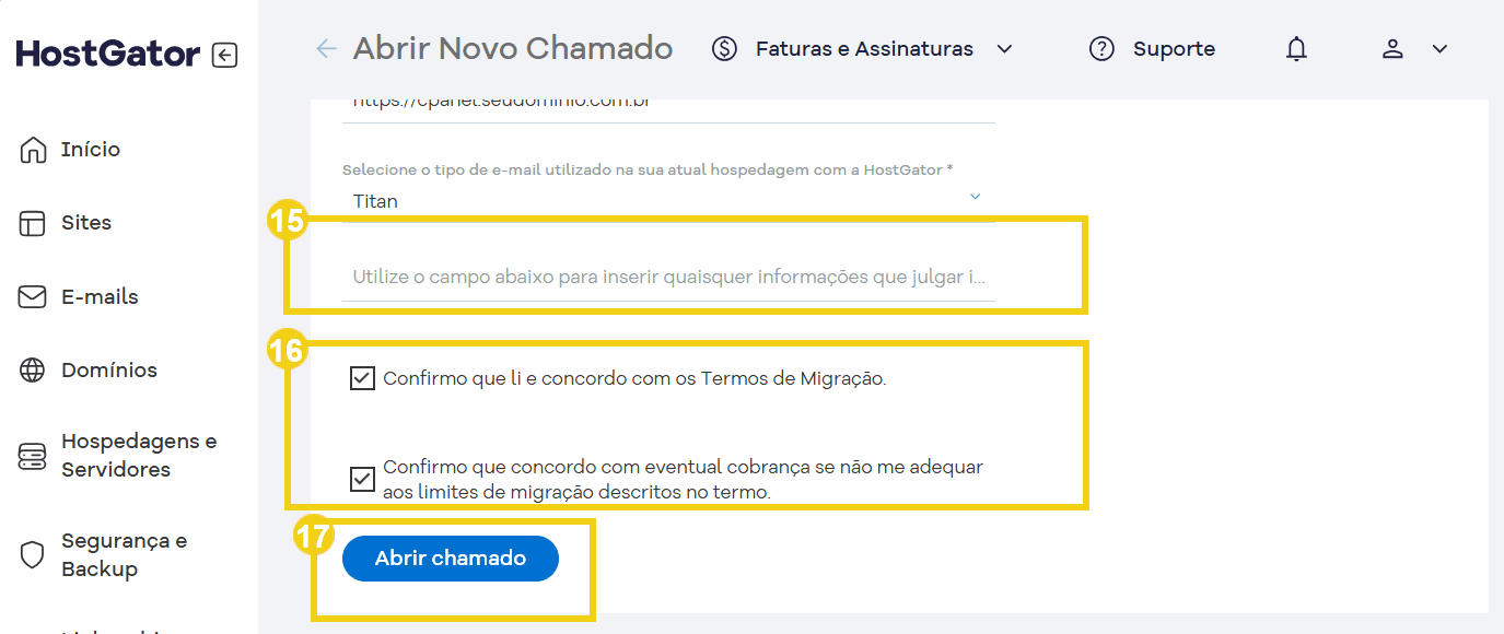 Tela abertura do chamado com campo de mais informações, termos e botão enviar.png