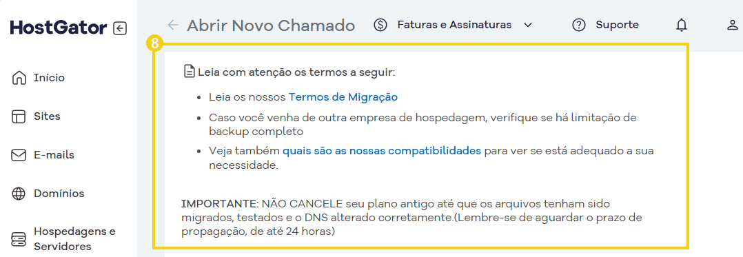 Tela abertura do chamado com campo de mais informações, termos e botão enviar VPS e Dedicado.png