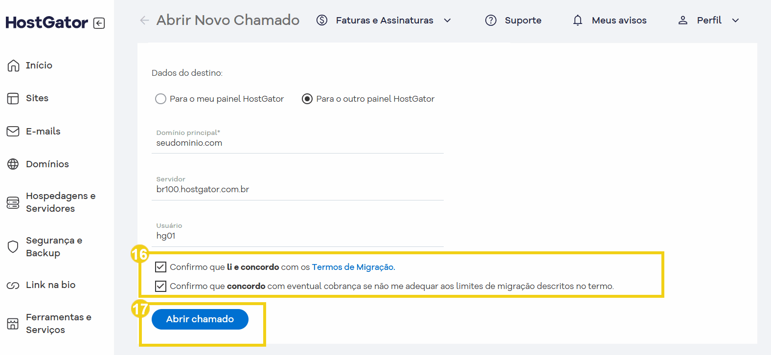 Tela de abertura de chamado para confirmar os termos e abrir o chamado.png