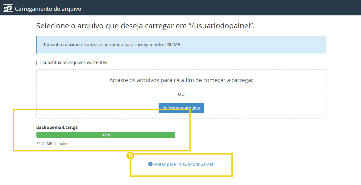 Interface de carregamento de arquivos mostrando progresso para upload de um arquivo