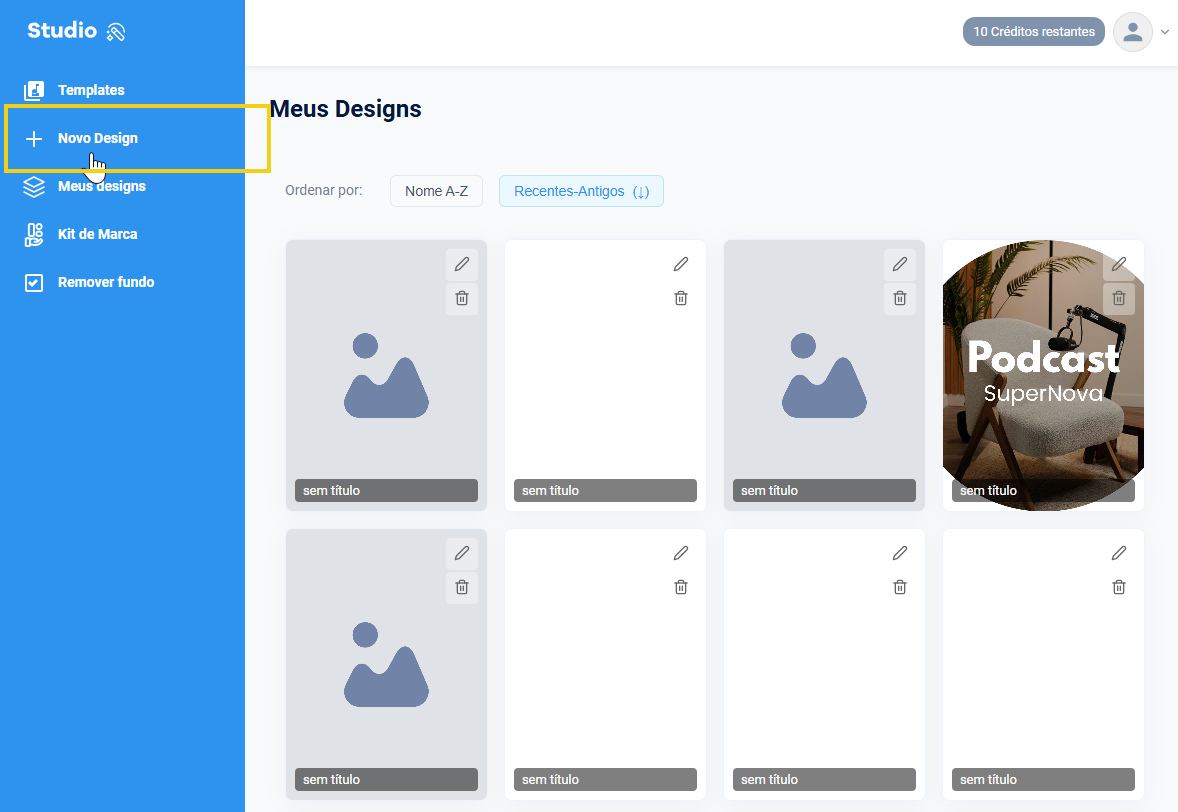 imagem mostrando a plataforma destacando o botão de novo design