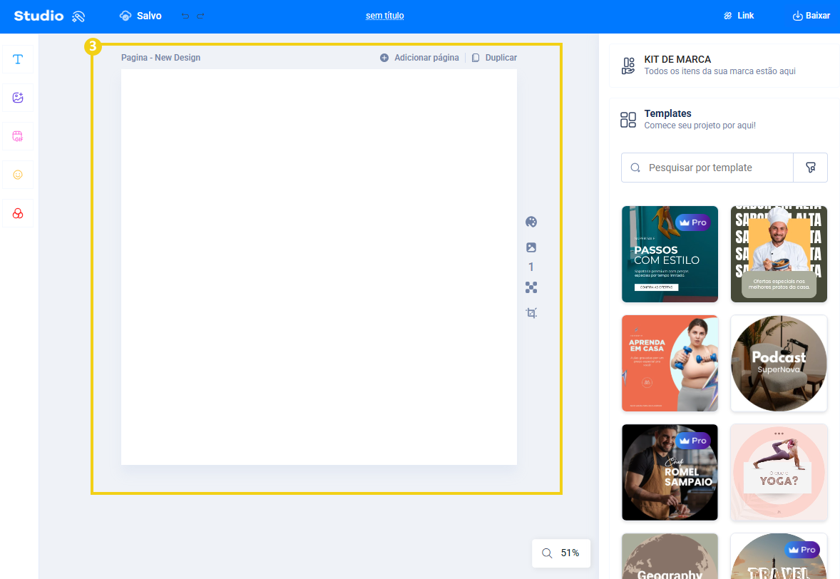 imagem mostrando o painel editor com uma página do editor