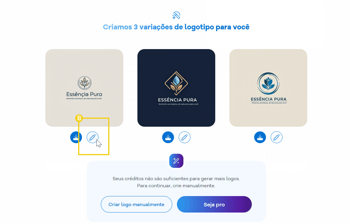 imagem mostrando o botão para editar o logo