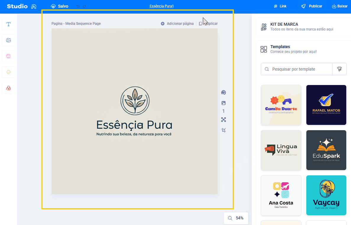 imagem mostrando o logo na plataforma do editor