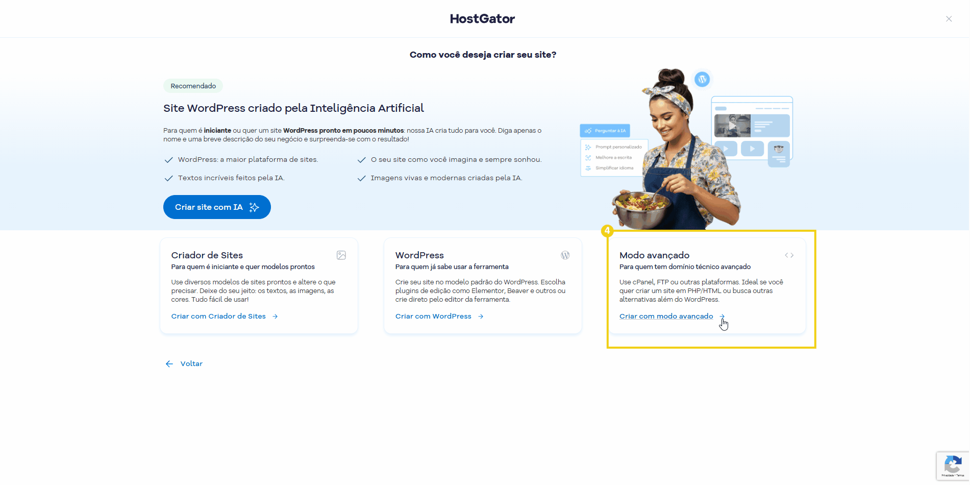 Imagem de uma mulher sorridente segurando uma tigela de comida, refletindo criatividade e entusiasmo ao criar um site usando o modo avançado no WordPress, ideal para quem busca desenvolver seu site com inteligência artificial