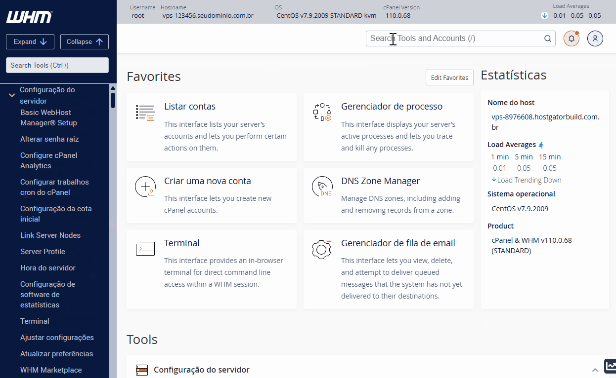 tela do whm mostrando a busca dos fornecedores modsecurity e depois o OWASP core rule set V3.0 para desativar