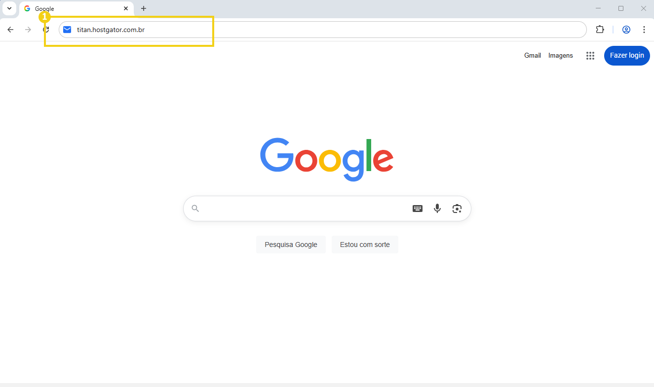 Imagem mostra o navegador do Chrome com o link do e-mail Titan no navegador