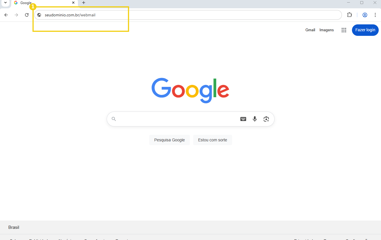Imagem mostra o navegador Chrome e na URL o link do webmail