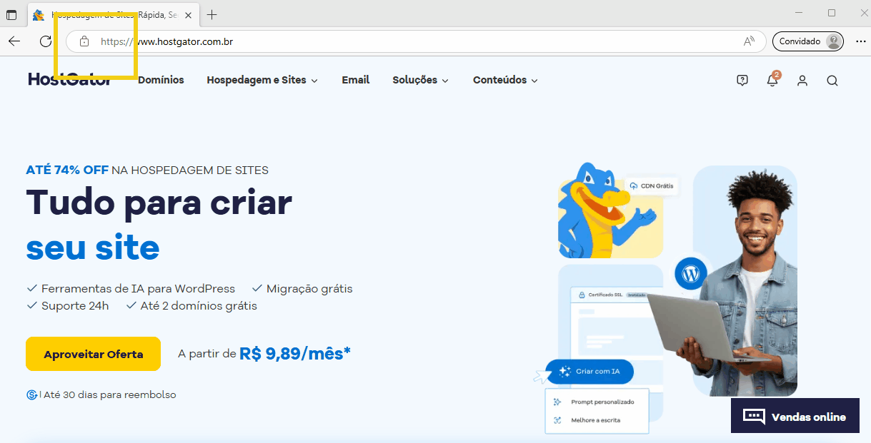 imagem ilustrativa mostrando um exemplo de endereço com https