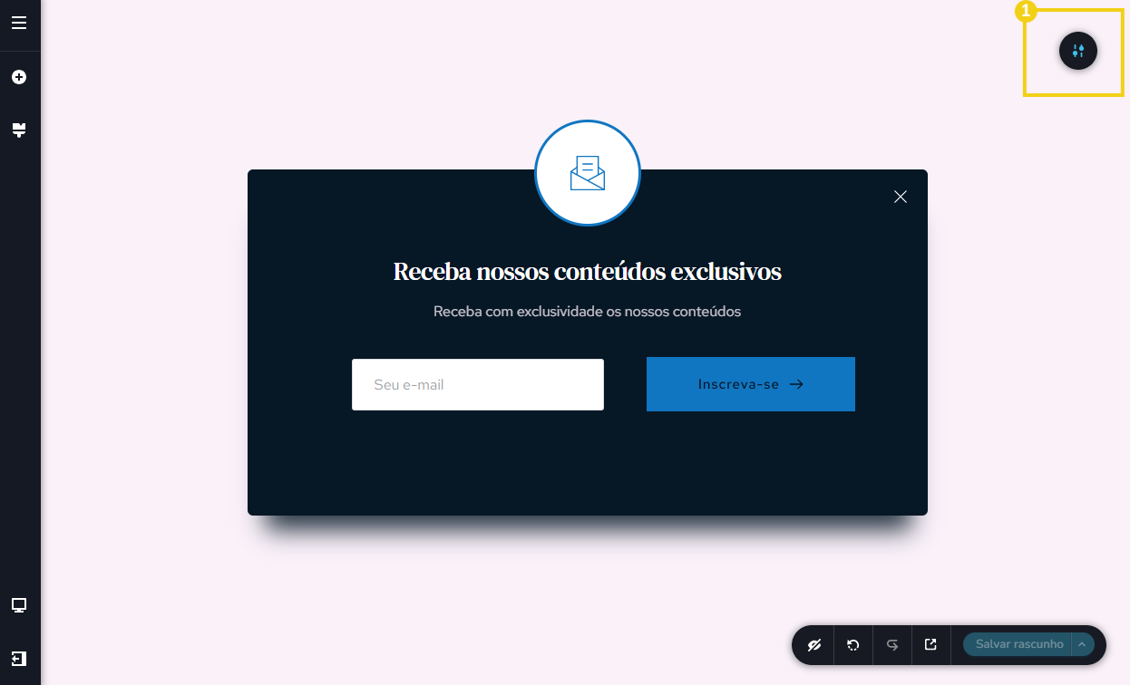 Imagem mostra a tela do editor do Criador de Sites com IA, destacando o menu de bloco