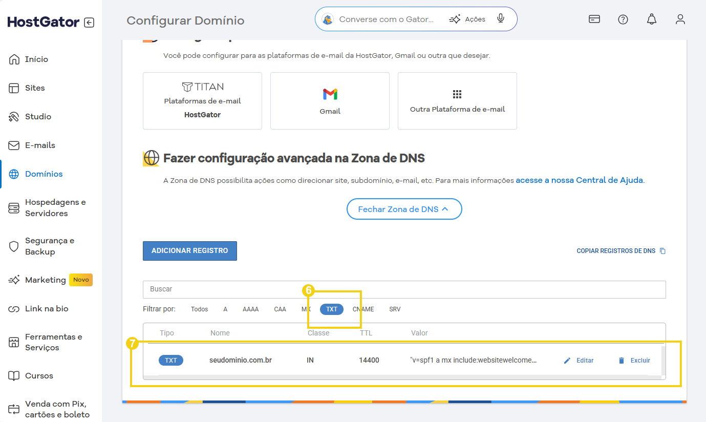 Imagem mostra a tela do Portal do Cliente para adicionar a entrada TXT
