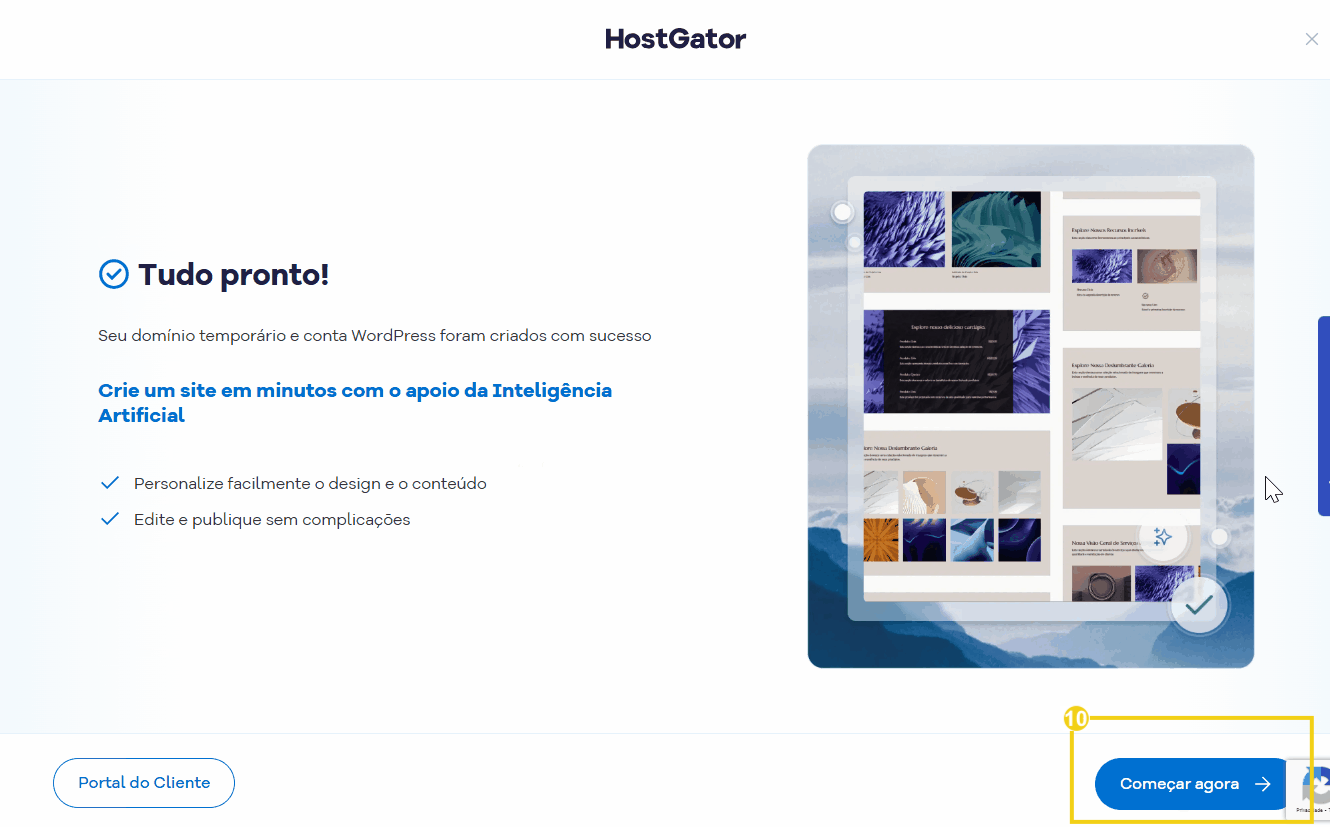 Imagem ilustrativa de uma plataforma de criação de sites com suporte de inteligência artificial, destacando facilidade e agilidade na construção de páginas web.