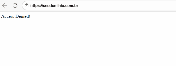Imagem exibindo mensagem de acesso negado ao endereço de url pesquisada no navegador