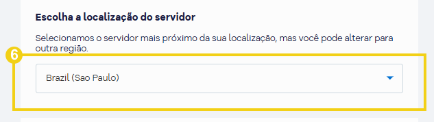 Imagem mostra a tela do carrinho na HostGator para escolher a localização do servidor