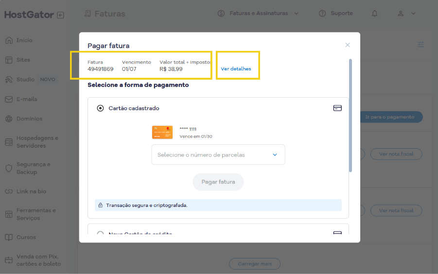 Imagem destaca para ver os dados da fatura