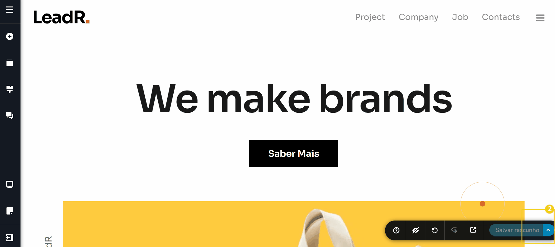 Imagem de uma página de site de cafeteria com menu de navegação, seção de destaque 'Cafeteria' e opções de informações sobre o estabelecimento