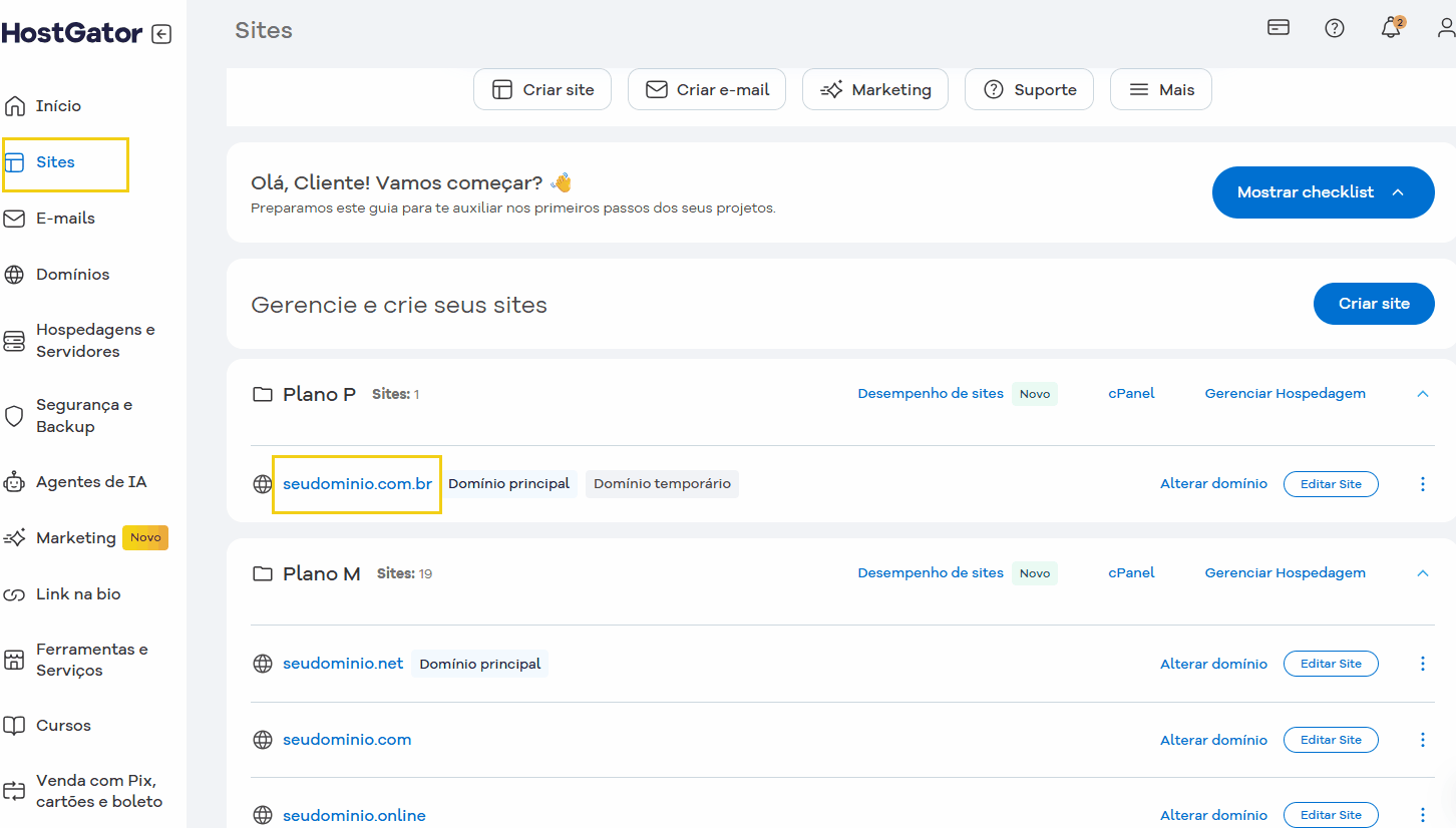 sites - domínio registrado