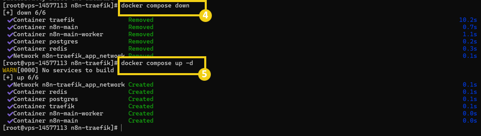 Imagem de um terminal de comando exibindo os comandos