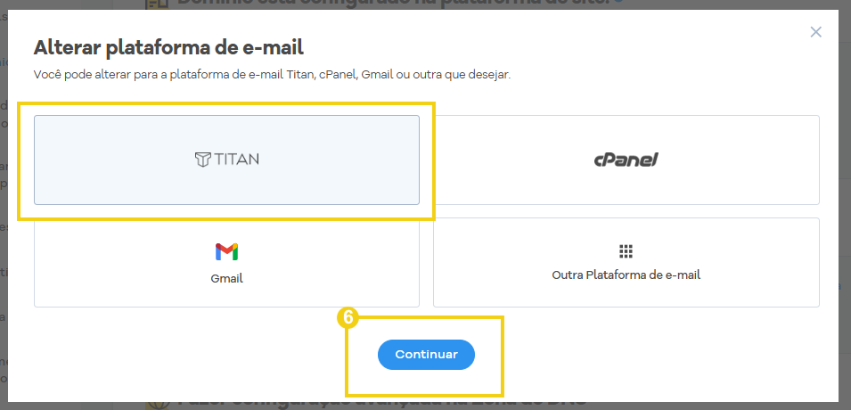 Imagem mostra a tela para escolher o Titan