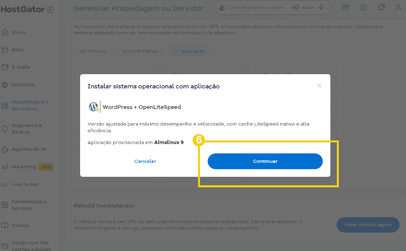 Imagem do Portal do Cliente, na opção para instalação sistema operacional com aplicação
