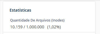 Imagem mostra opção "Quantidade de Arquivos (Inodes)"  do cPanel