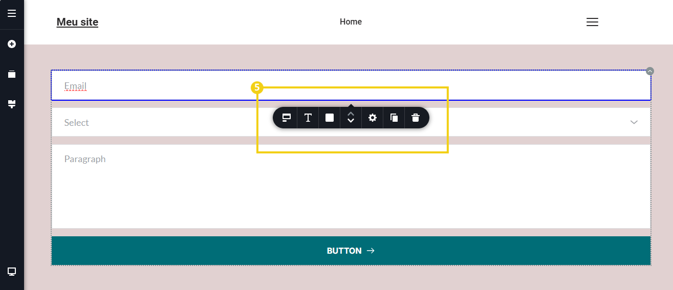 tela do editor do novo criador de sites com ia, mostrando dentro do menu de ferramentas 