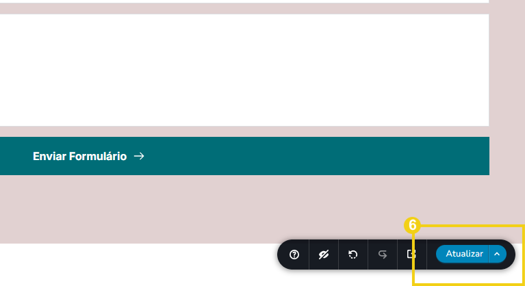 tela do editor do novo criador com ia, destacando no menu inferiro o botão de atualização para salvar alterações