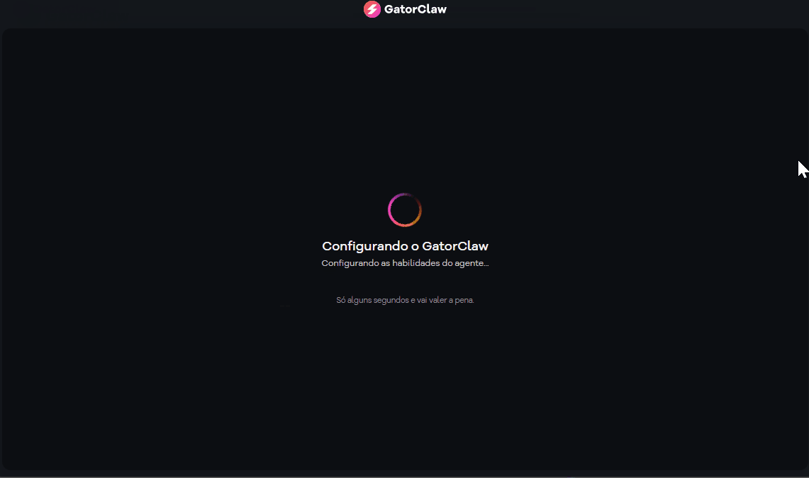 Tela de configuração do sistema GatorClaw, indicativa de ajuste de habilidades de um agente ou sistema automatizado.