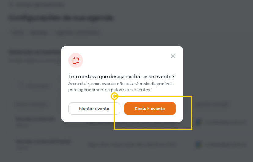 Imagem mostra a janela com a mensagem para confirmar a exclusão