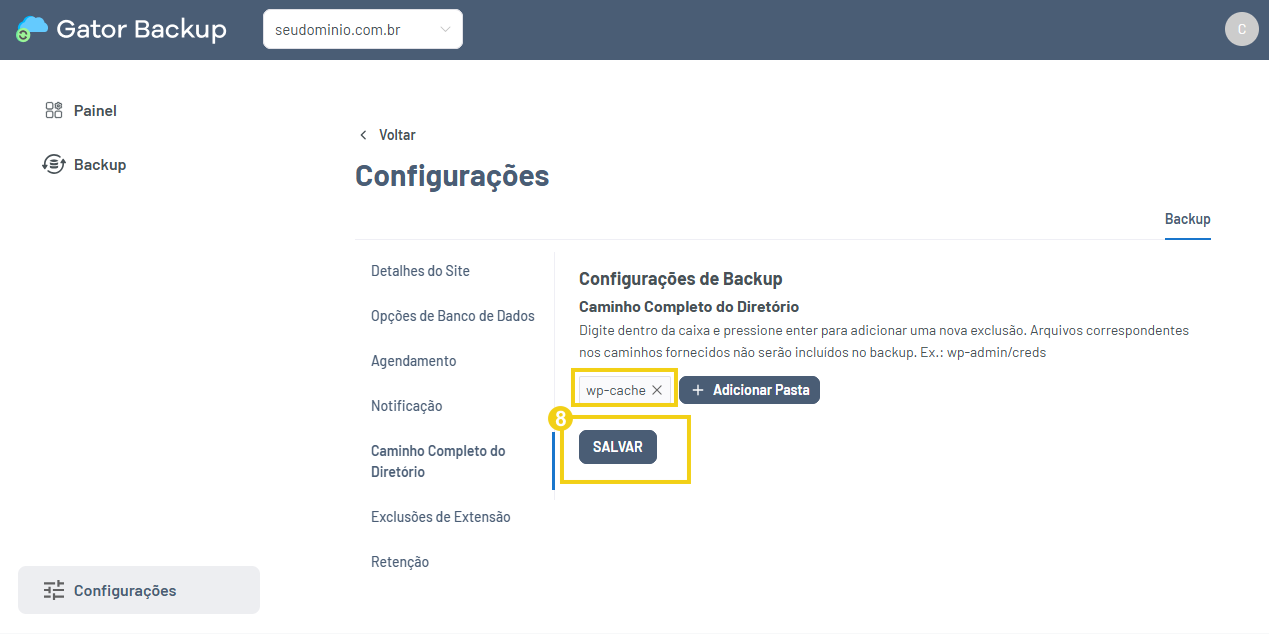 Imagem mostrando botão "Salvar"