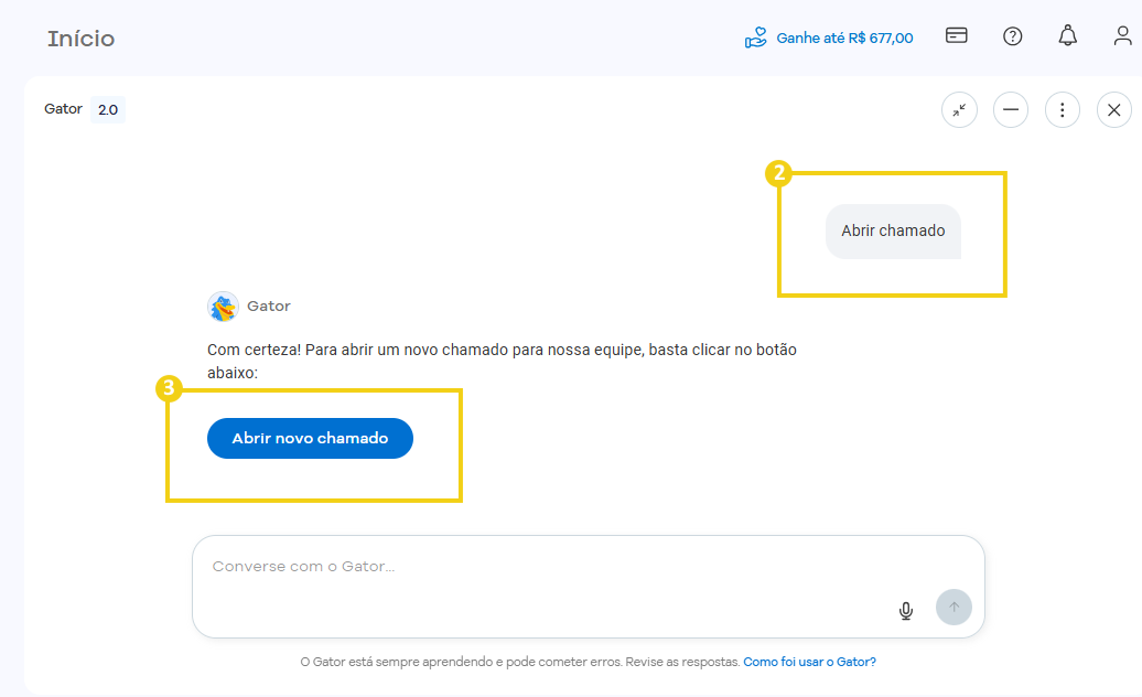 Imagem mostra a tela do Portal do Cliente mostrando o fluxo de solicitação de abertura de chamado
