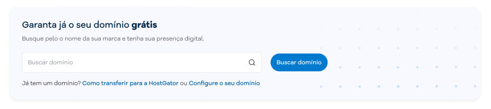 Imagem mostra a tela inicial do Portal do Cliente com a seção "Garanta já o seu domínio grátis"