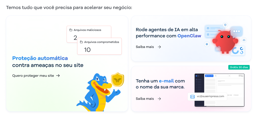 Imagem mostra a tela inicial do Portal do Cliente com a seção "Temos tudo que você precisa para acelerar seu negócio""