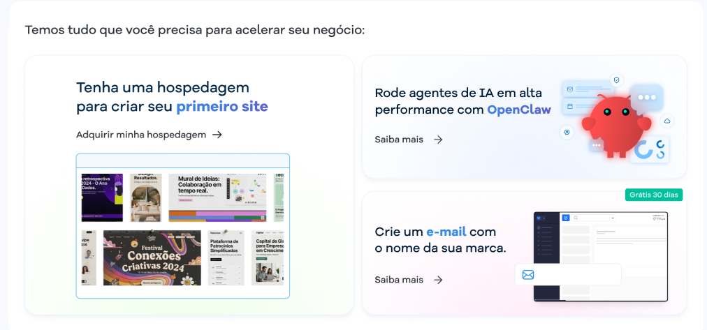 Imagem mostra a tela inicial do Portal do Cliente com a seção "Temos tudo que você precisa para acelerar seu neógio""