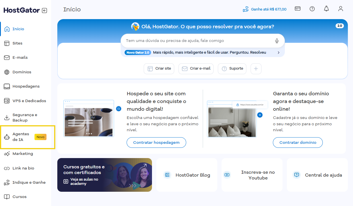 Imagem mostra a tela "Agentes de IA" do Portal do Cliente