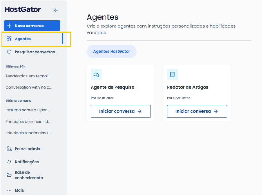 Imagem da aba "Agentes" do AllPass