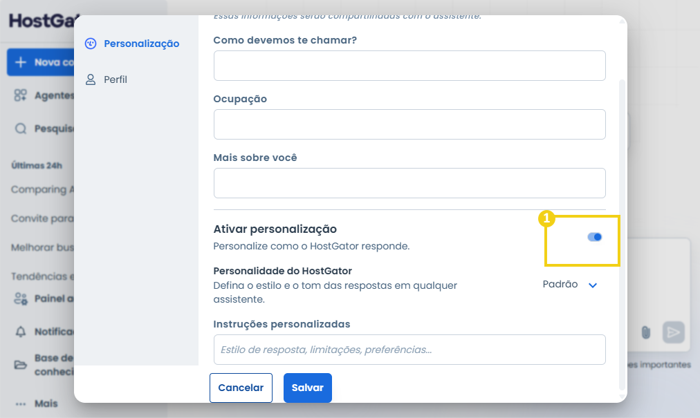Imagem do botão de ativação da opção de personalização do AllPass 