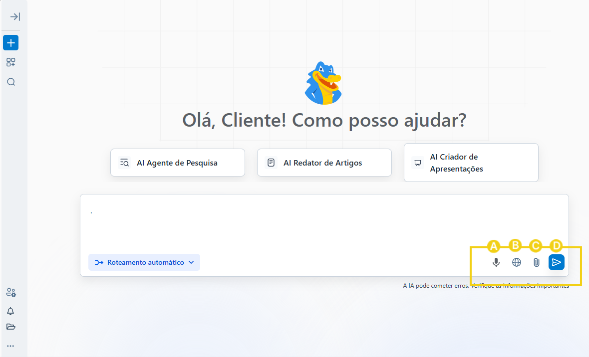 Imagem do painel do AllPass, na tela de Conversa