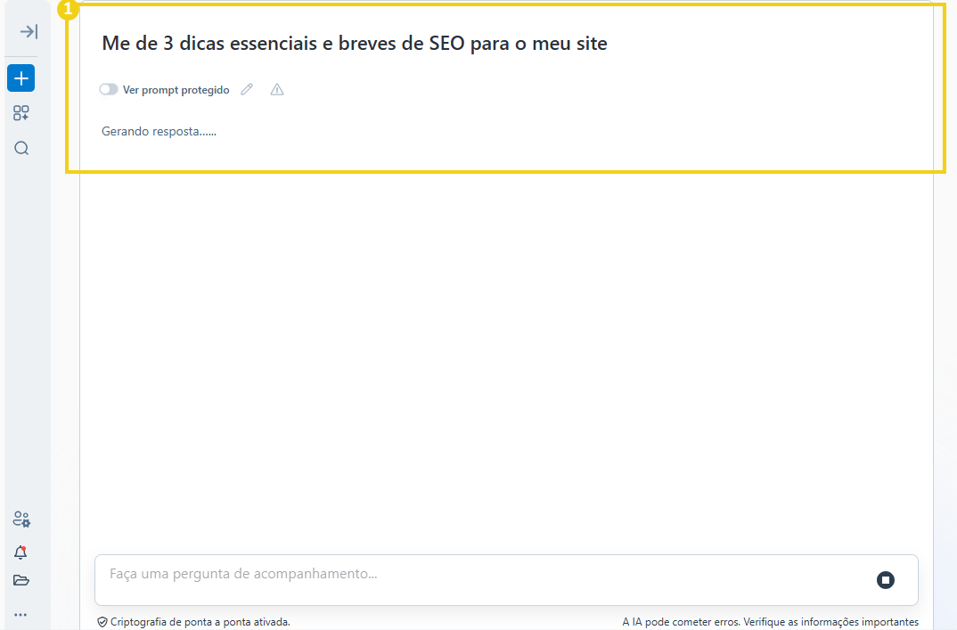 Imagem do painel do AllPass, com a informação "gerando resposta" após pesquisa
