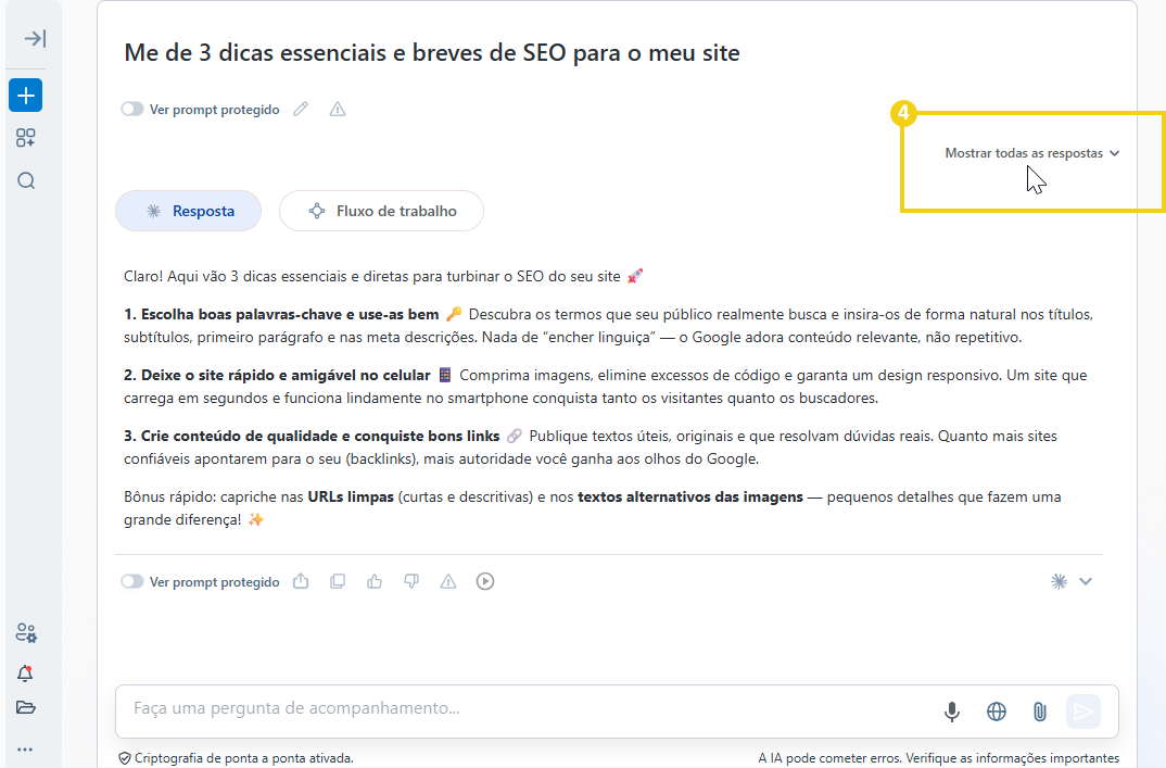 Imagem destaca opção "Mostrar todas as respostas do AllPass"