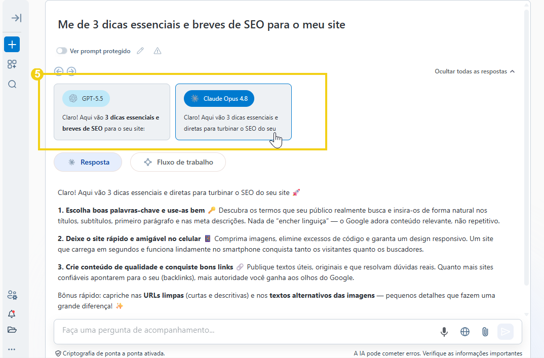 Imagem mostra bloco para alternar e comparar respostas do AllPass
