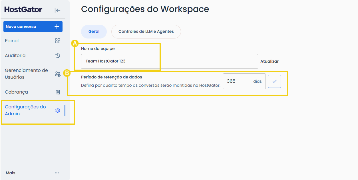 Imagem das opções disponíveis para gerenciamento de equipe do AllPass