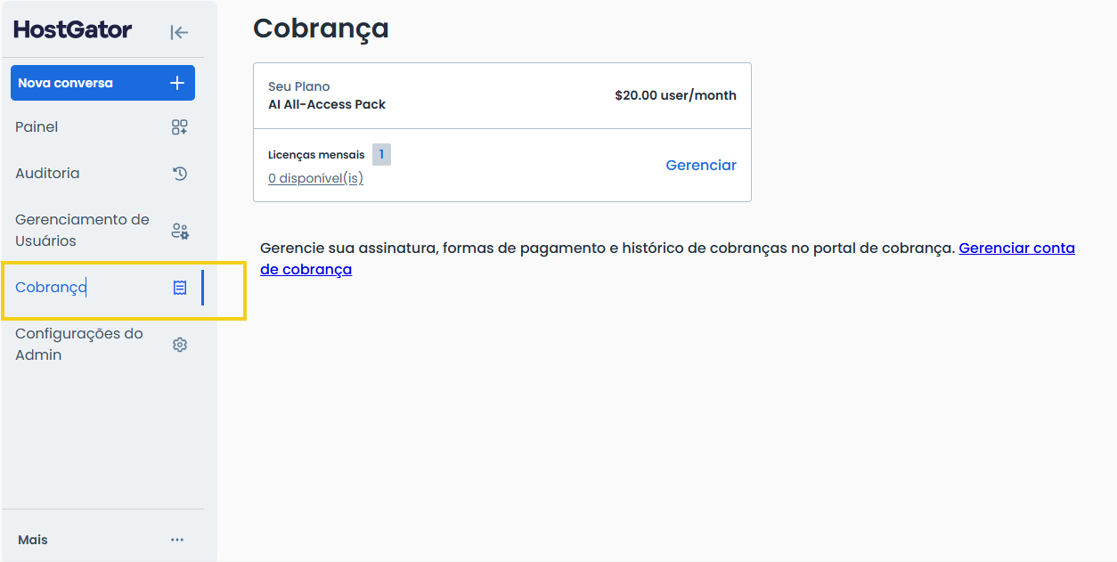 Imagem da área de cobrança do AllPass