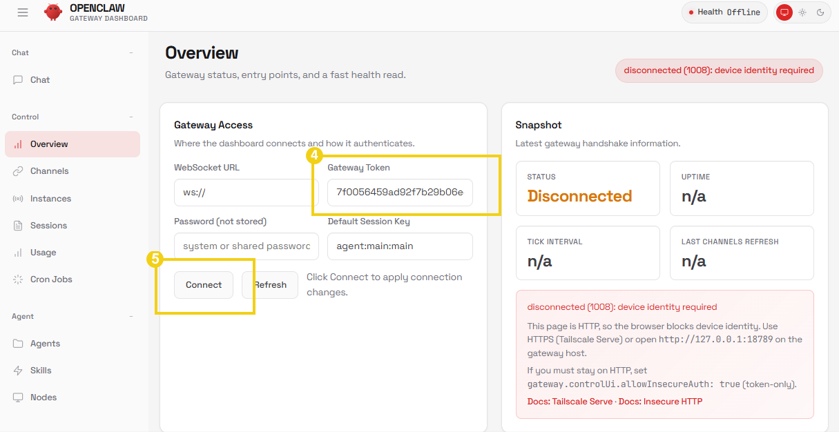 Imagem mostra painel do OpenClaw na página Overview
