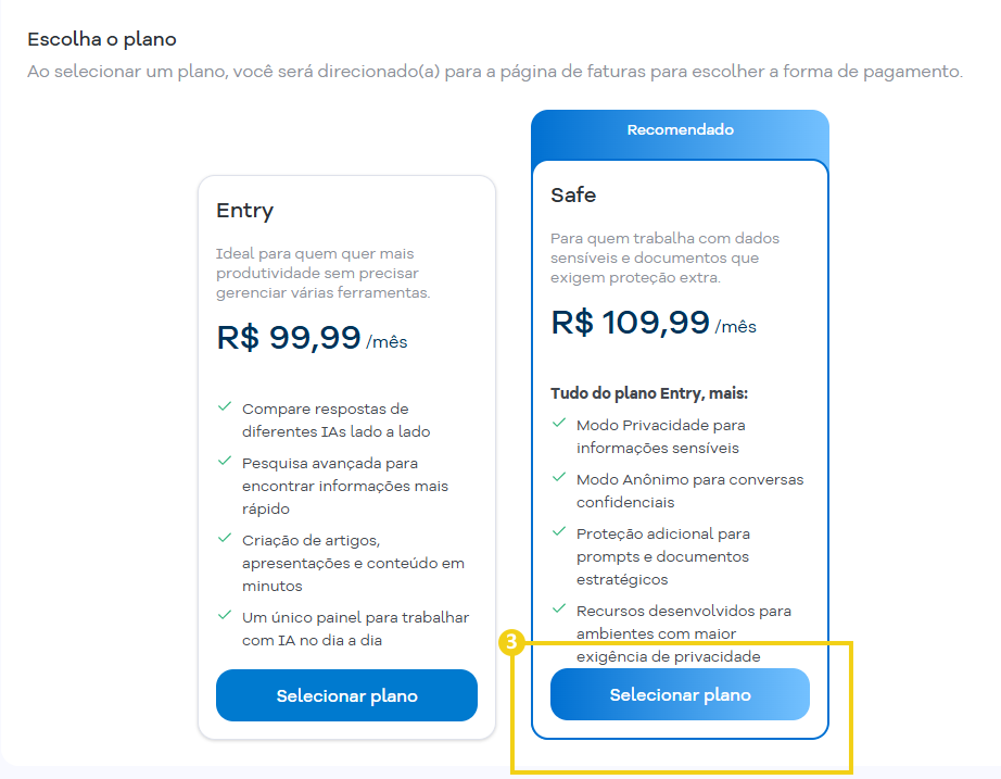 Imagem destacando opções de plano disponíveis