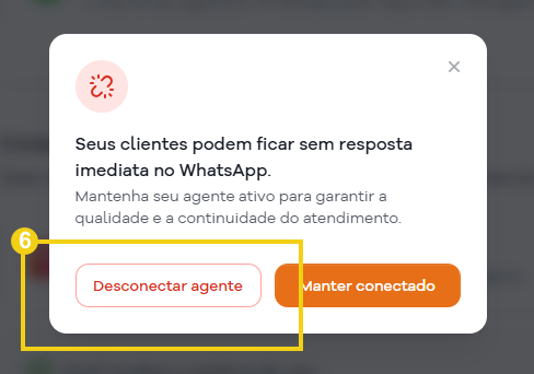 Imagem mostra a tela de confirmação da desconexão do agente
