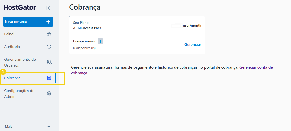 Imagem da opção Cobrança do AllPass